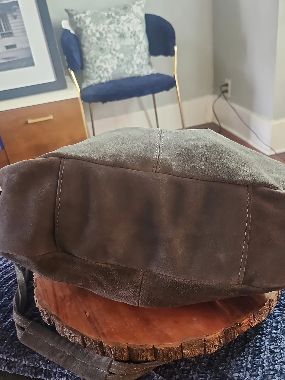 Claudia Firenze Gray Suede Hobo Shoulder Bag Crossbody Made In Italy Euc